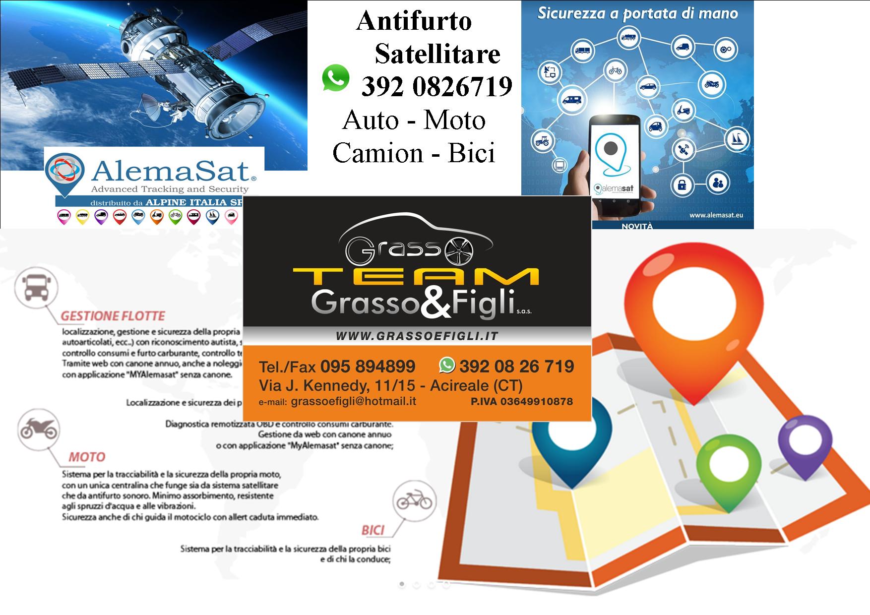 Antifurto Satellitare GPS Auto APP by Smartphone Moto Bici Camper Fuoristrada Alemasat blocco motore