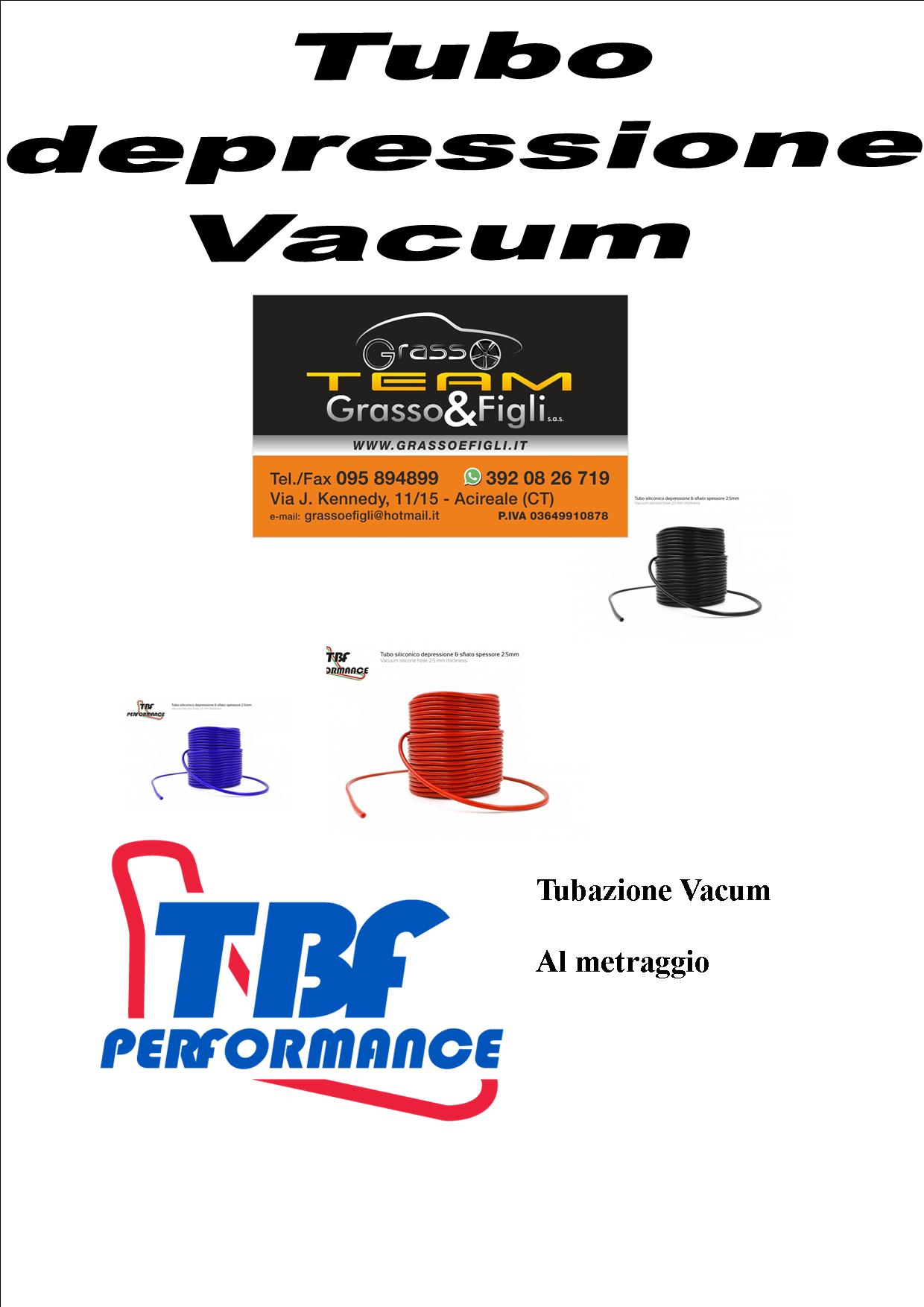 Tubo Vacum Depressione Lineare al metraggio colore Rosso Blu Nero Fluo Tubazioni Siliconiche Alta Pressione TBF PERFORMANCE UNIVERSALI