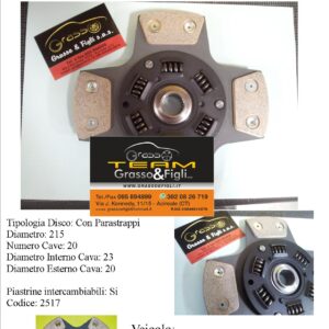 Disco Frizione in Rame Sinterizzato 4 Petali / A molle con Parastrappi Alfa Romeo 145 / 146 1.8 16V - 2517