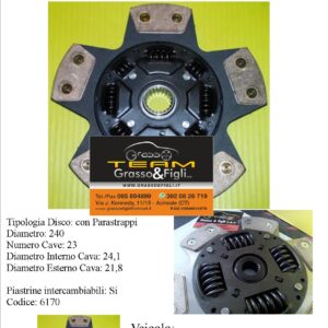 Disco Frizione in Rame Sinterizzato 5 Petali / a molle con Parastrappi Audi A3 1.9 Tdi + Tdi Quattro - 6170