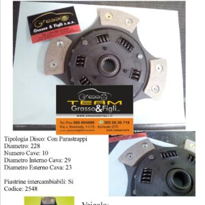 Disco Frizione in Rame Sinterizzato 4 Petali / a Molle con Parastrappi Bmw Serie 5 E34 520i - 2548