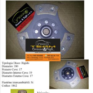 Disco Frizione in Rame Sinterizzato 3 Petali / Rigido senza Parastrappi Fiat 128 + 128 Rally - 1862
