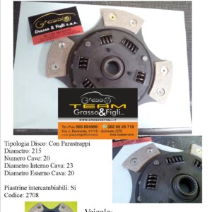 Disco Frizione in Rame Sinterizzato 4 Petali / A molle con Parastrappi Fiat Punto GT Turbo 1.4 - 2708