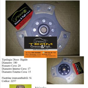 Disco Frizione in Rame Sinterizzato 3 Petali / Rigido senza Parastrappi Fiat Seicento Sporting - 2257