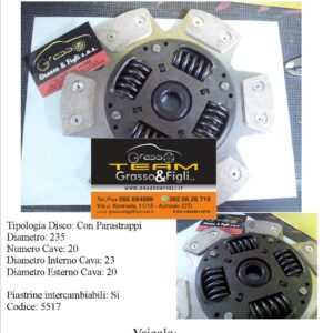 Disco Frizione in Rame Sinterizzato 6 Petali / A molle con Parastrappi Lancia Delta 2.0 HF Integrale EVOLUZIONE - 5517