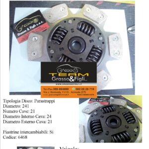 Disco Frizione in Rame Sinterizzato 6 Petali / a Molle con Parastrappi Peugeot 406 Coupé 3.0 V6 - 6468