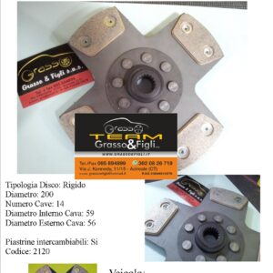 Disco Frizione in Rame Sinterizzato 4 Petali / Rigido Senza Parastrappi Peugeot 204 - 2120