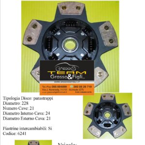 Disco Frizione in Rame Sinterizzato 5 Petali / a molle con Parastrappi Renault Clio Rs 2.0 16V Sport 2005> - 6241