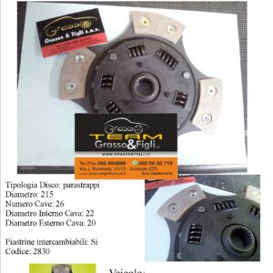 Disco Frizione in Rame Sinterizzato 4 Petali / a Molle con Parastrappi Renault Megane 1 2.0 16V - 2830