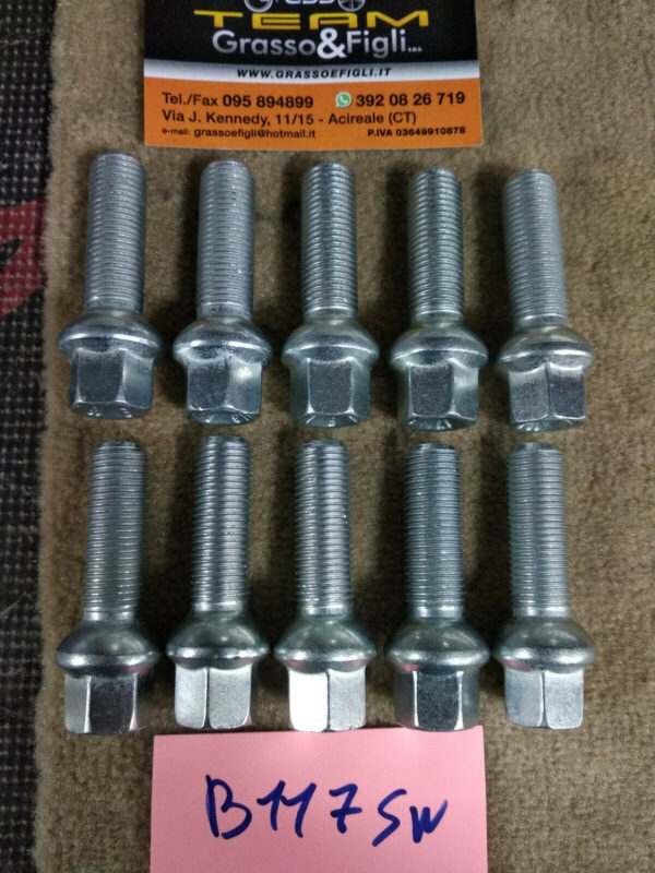 Bullone Ruota Sferico per Cerchi in Lega misura 14x1,50 Lunghezza 40 mm Chiave 17 Acciaio 10.9 ( testa bulloni lunghezza ) xb117 - immagine 4