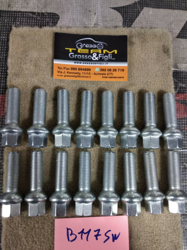 Bullone Ruota Sferico per Cerchi in Lega misura 14x1,50 Lunghezza 40 mm Chiave 17 Acciaio 10.9 ( testa bulloni lunghezza ) xb117 - immagine 3