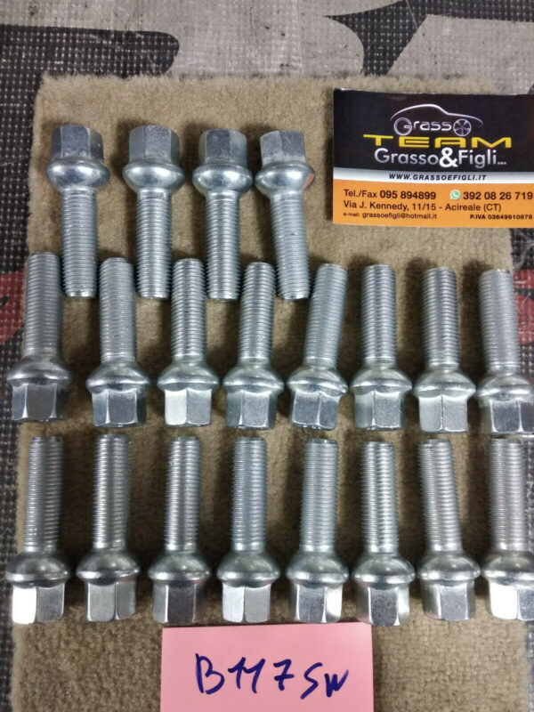 Bullone Ruota Sferico per Cerchi in Lega misura 14x1,50 Lunghezza 40 mm Chiave 17 Acciaio 10.9 ( testa bulloni lunghezza ) xb117 - immagine 2