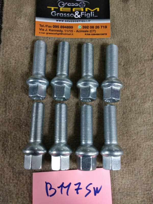Bullone Ruota Sferico per Cerchi in Lega misura 14x1,50 Lunghezza 40 mm Chiave 17 Acciaio 10.9 ( testa bulloni lunghezza ) xb117 - immagine 5