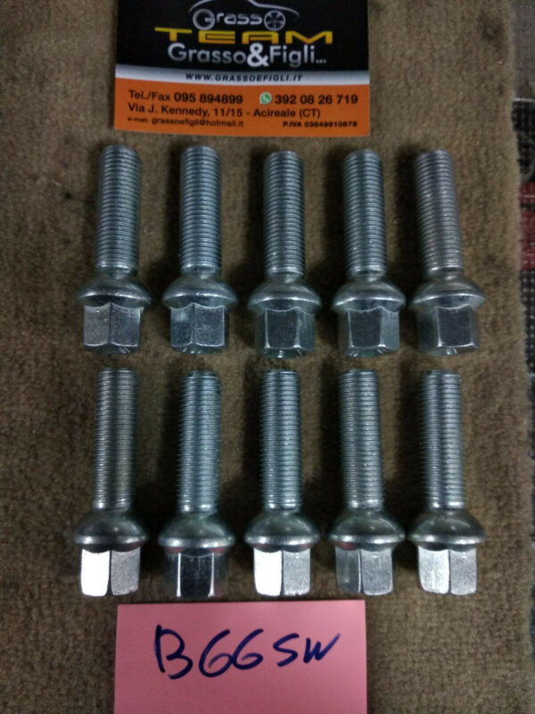Bullone Ruota Sferico per Cerchi in Lega misura 14x1,50 Lunghezza 35 mm Chiave 17 Acciaio 10.9 ( testa bulloni lunghezza ) xb65 - immagine 6