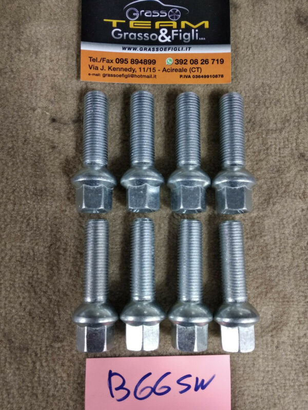 Bullone Ruota Sferico per Cerchi in Lega misura 14x1,50 Lunghezza 35 mm Chiave 17 Acciaio 10.9 ( testa bulloni lunghezza ) xb65 - immagine 5