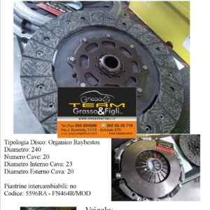 Kit Frizione Sportiva Rinforzata Alfa Romeo Giulietta 2.0 JTDm 170cv - disco organico + spingidisco 5596 / FN464R/MOD