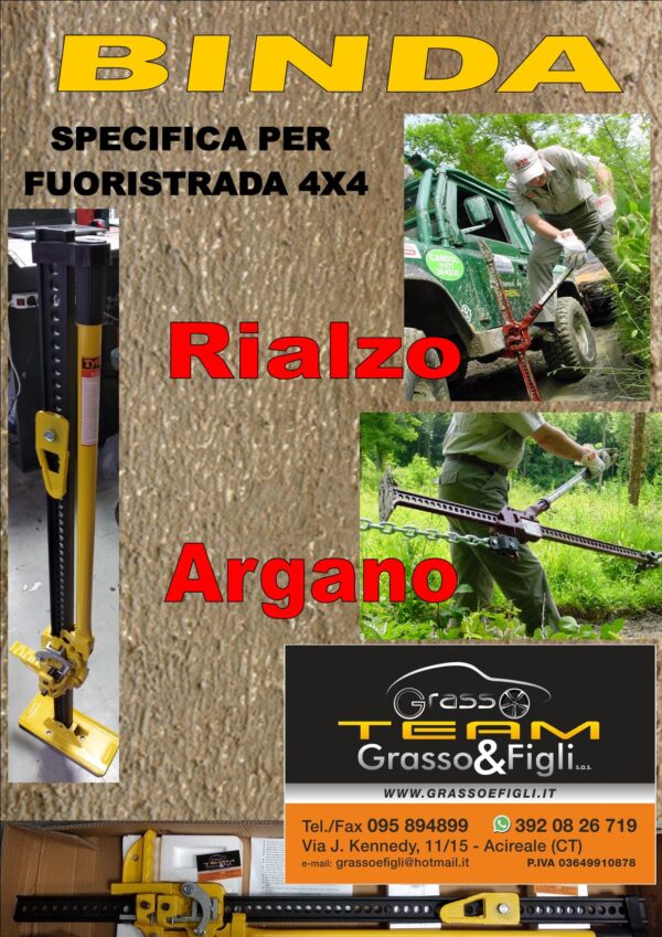 Binda sollevatrice / Argano a mano per Fuoristrada 4x4 120 cm (48") portata 3000 kg colore Giallo