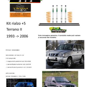 Kit rialzo off road 4x4 IRONMAN for Nissan Terrano II 2 dal 1993 al 2006 +5 cm ammortizzatori e Molle