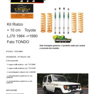 Kit rialzo off road 4x4 IRONMAN for Toyota LJ70 1984 -> 1989 Faro Tondo prima serie +10 cm ammortizzatori e Molle