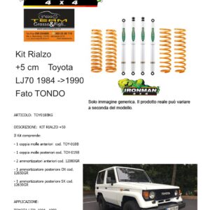 Kit rialzo off road 4x4 IRONMAN for Toyota LJ70 1984 -> 1989 Faro Tondo prima serie +5 cm ammortizzatori e Molle