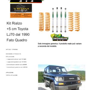 Kit rialzo off road 4x4 IRONMAN for Toyota LJ70 1989 -> 1996 Faro Quadro KZJ70 assetto +5 cm ammortizzatori e Molle