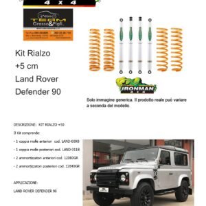 Kit rialzo off road 4x4 IRONMAN for Land Rover DEFENDER 90 cm +5 cm ammortizzatori e Molle