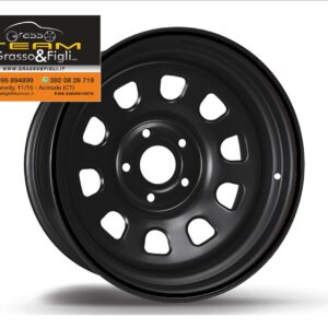 Cerchio in Acciaio 5 Fori / Diametro 16 x 7 offset -12 per Suzuki - Daihatsu per Fuoristrada 4x4 Colore Nero