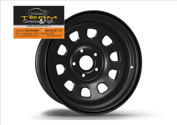 Cerchio in Acciaio 5 Fori / Diametro 16 x 7 offset -12 per Suzuki - Daihatsu per Fuoristrada 4x4 Colore Nero