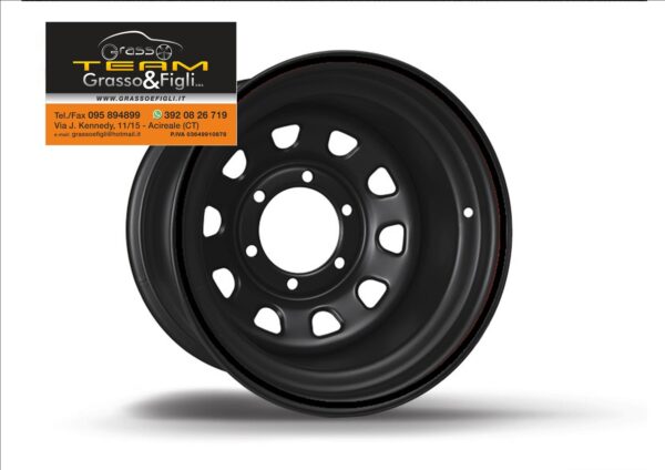 Cerchio in Acciaio 6 Fori / Diametro 16 x 7 offset -12 per Mitsubishi - Toyota - Nissan per Fuoristrada 4x4 Colore Nero