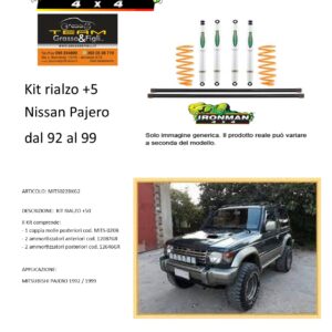 Kit rialzo off road 4x4 for Pajero dal 1992 al 1999 v20 +5 cm ammortizzatori e Molle IRONMAN