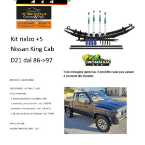 Kit rialzo off road for Nissan IRONMAN King Cab D21 dal 1986 al 1997 +5 cm ammortizzatore e Balestra