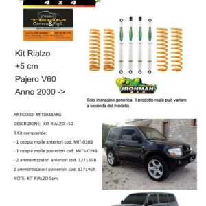 Kit rialzo off road 4x4 IRONMAN for Mitsubischi Pajero V60 '00 dal 2000 cm +5 IRONMAN 4x4 ammortizzatori e Molle
