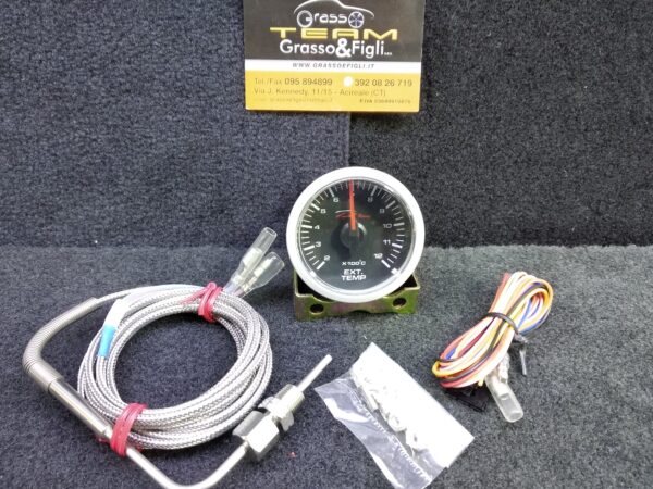 Strumento DePo Racing Manometro EGT Temperatura Gas di Scarico Temp. EXIT  - Analogico  illuminazione a LED bianco - Lancetta Rossa  CSM-W5257B