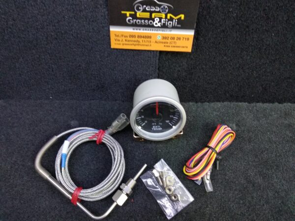 Strumento DePo Racing Manometro EGT Temperatura Gas di Scarico Temp. EXIT  - Analogico  illuminazione a LED bianco - Lancetta Rossa  CSM-W5257B - immagine 4
