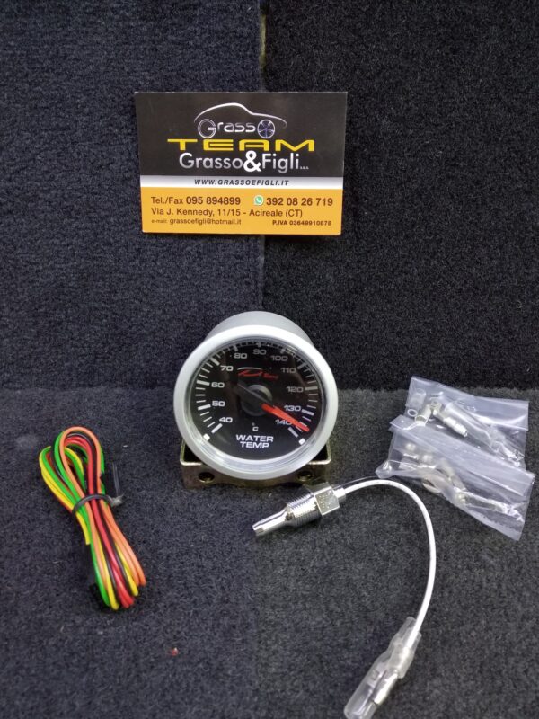 Strumento DePo Racing Manometro Temperatura Acqua  40 - 140 Gradi - Analogico  illuminazione a LED bianco - Lancetta Rossa CSM-W5237 csmw5237