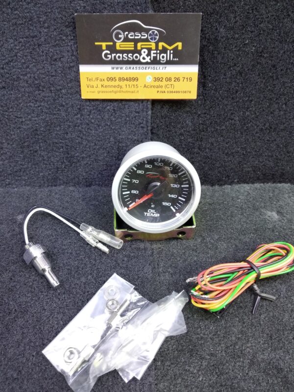 Strumento DePo Racing Manometro Temperatura Olio 50 - 150 Gradi - Analogico  illuminazione a LED bianco - Lancetta Rossa  CSM-W5247B