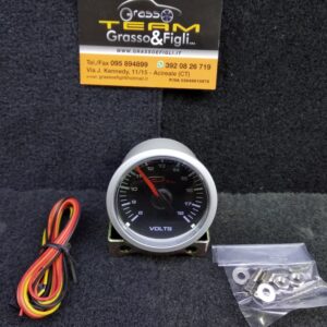 Strumento DePo Racing Manometro Voltometro (Voltmetro) - Analogico  illuminazione a LED bianco - Lancetta Rossa CSM-W5291B