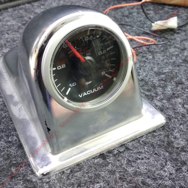 Strumento DePo Racing Manometro Vacuometro  (misuratore del vuoto - vuotometro) Gradi - Analogico  illuminazione a LED bianco - Lancetta Rossa CSM-W5271B - immagine 3