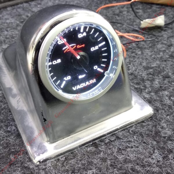 Strumento DePo Racing Manometro Vacuometro  (misuratore del vuoto - vuotometro) Gradi - Analogico  illuminazione a LED bianco - Lancetta Rossa CSM-W5271B - immagine 2
