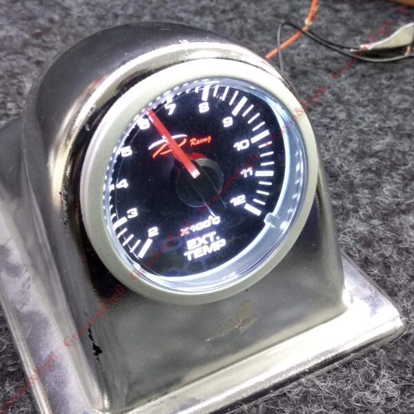 Strumento DePo Racing Manometro EGT Temperatura Gas di Scarico Temp. EXIT  - Analogico  illuminazione a LED bianco - Lancetta Rossa  CSM-W5257B - immagine 2