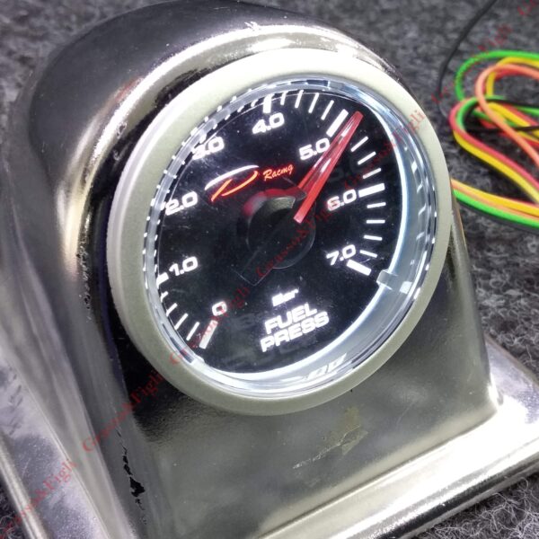 Strumento DePo Racing Manometro Pressione Benzina 0 - 7 BAR  - Analogico  illuminazione a LED bianco - Lancetta Rossa CSM-W5267B csmw5267b - immagine 2