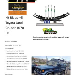 Kit rialzo off road IRONMAN for Toyota Land Cruiser BJ70 - BJ71 dal 1984 al 1988 +5 cm ammortizzatore e Balestra