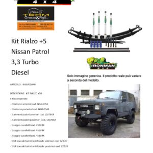 Kit rialzo off road IRONMAN for Nissan Patrol 33 TD 3.3 +5 cm ammortizzatore e Balestra