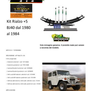 Kit rialzo off road IRONMAN for Toyota BJ40 BJ42 dal 1980 al 1984 +5 cm ammortizzatore e Balestra