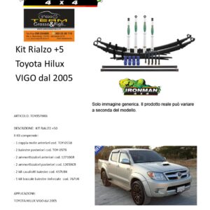 Kit rialzo off road IRONMAN for Toyota Hilux Vigo dal 2005 al 2011 +5 cm ammortizzatore e Balestra