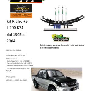 Kit rialzo off road IRONMAN for MITSUBISHI L200 K74 dal 1995 al 2004 +5 cm ammortizzatore e Balestra