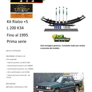 Kit rialzo off road IRONMAN for MITSUBISHI L200 K34 dal 1993 al 1995 +5 cm ammortizzatore e Balestra