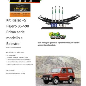 Kit rialzo off road IRONMAN for Pajero prima seria dal 1986 al 1990 con balestra +5 cm ammortizzatore e Balestra