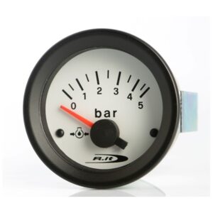 Strumento Road Italia Serie Bianca Stradale /  Racing Manometro indicatore Pressione Olio 0-5 Bar -  Analogico a Diffusione  IBE12V205   diam.52mm