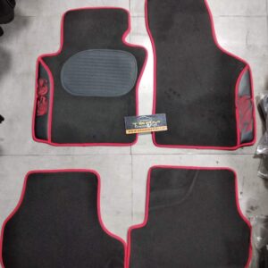 Set Tappeti Auto Seat Leon 2009 -  SPECIALE Moquette Nero bordo ROSSO con Rinforzo Battitacco e Velcro di fissaggio ricamato